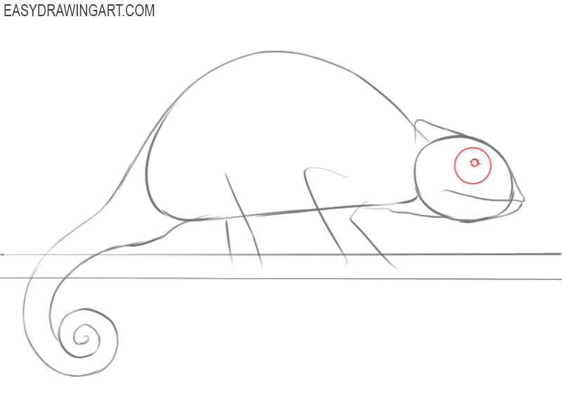 how to draw a cartoon chameleon step by step