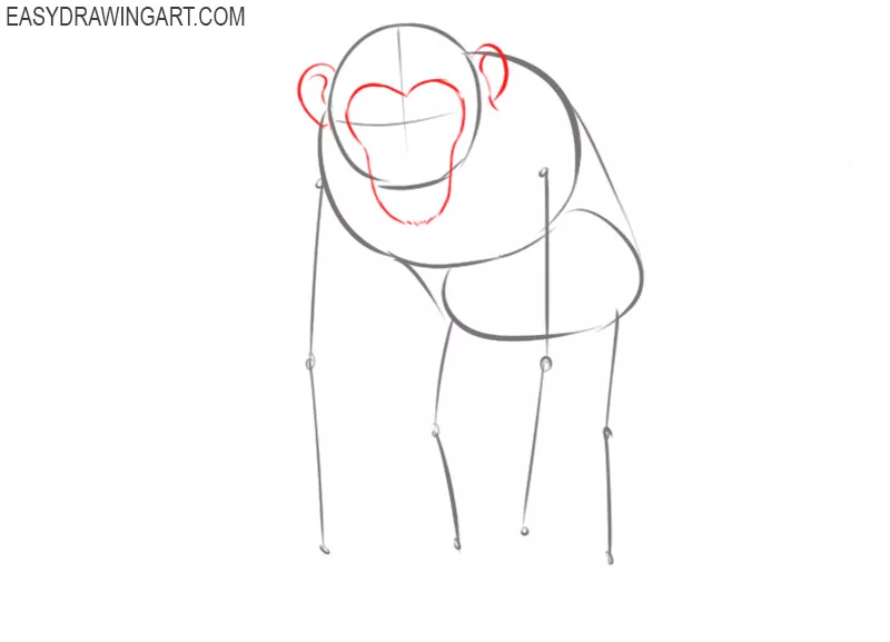 how to draw a chimpanzee standing