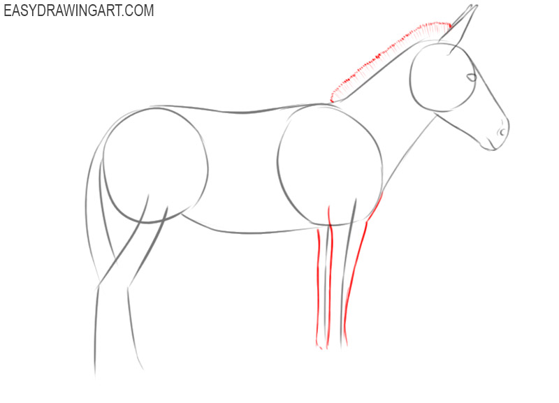 how to draw a cute donkey step by step
