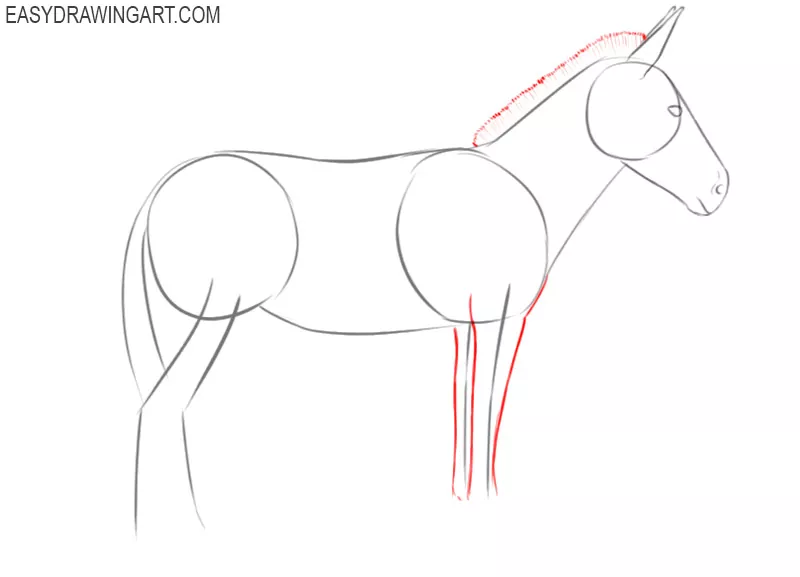 how to draw a cute donkey step by step