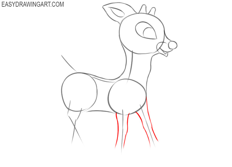 how to draw a cute rudolph 