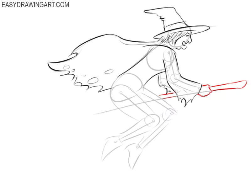 how to draw a cute witch easy