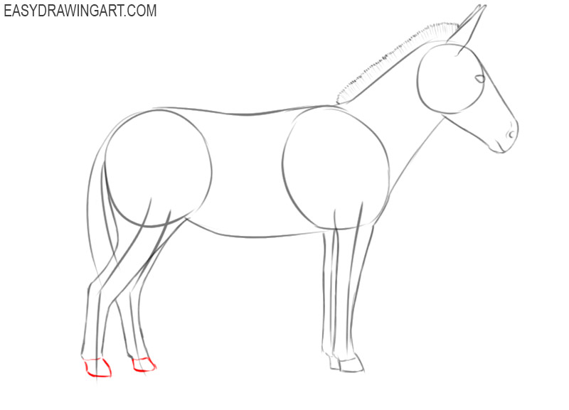 how to draw a cute donkey easy 