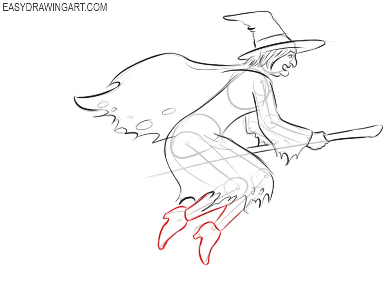 halloween witch drawing
