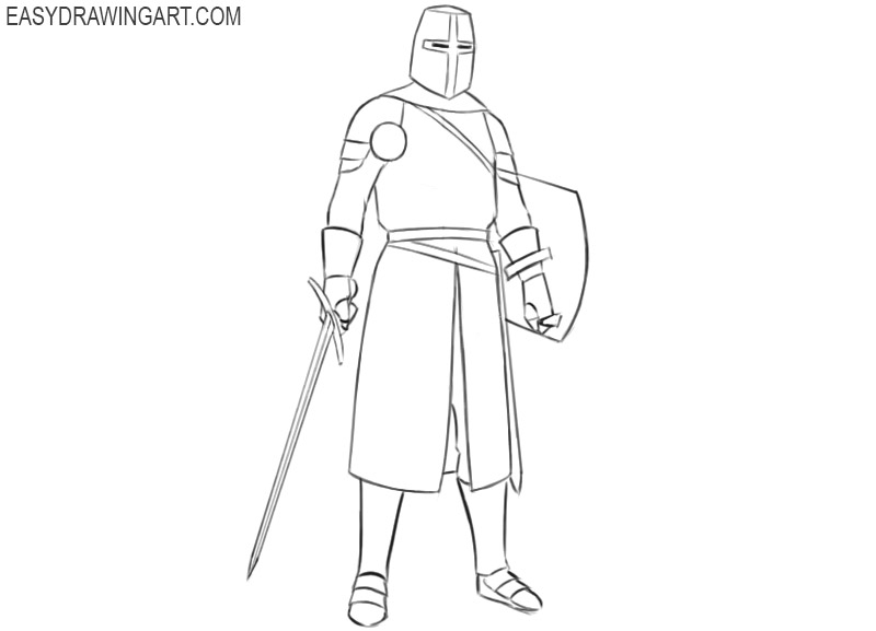 knight armor drawing easy