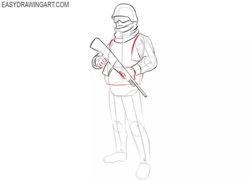 how to draw a military soldier
