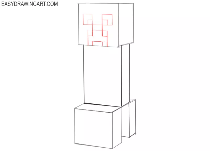 how to draw a minecraft creeper face step by step