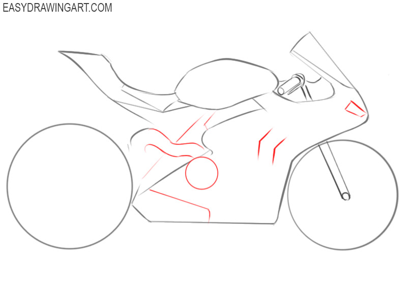 how to draw a motorcycle cartoon