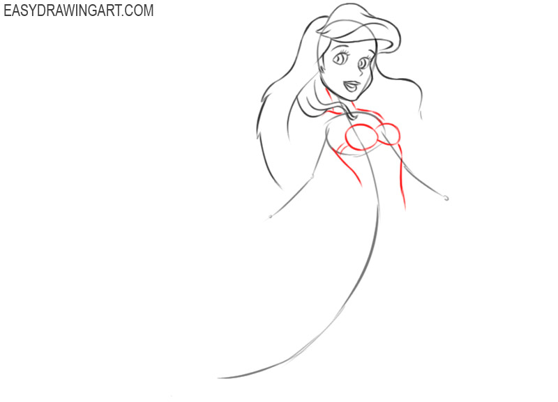 how to draw a princess ariel step by step 