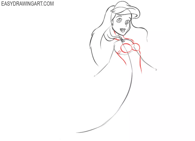 how to draw a princess ariel step by step 