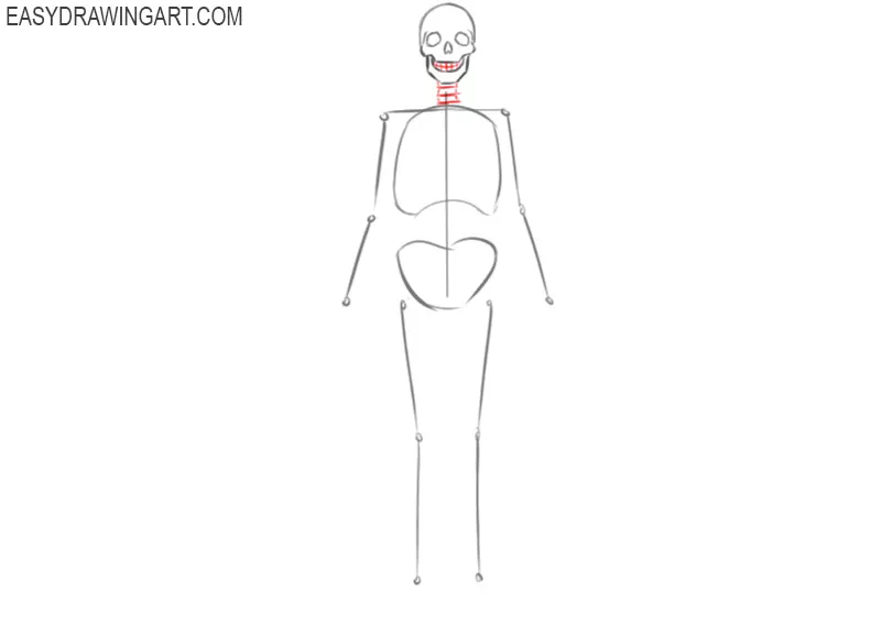 how to draw a skeleton body easy