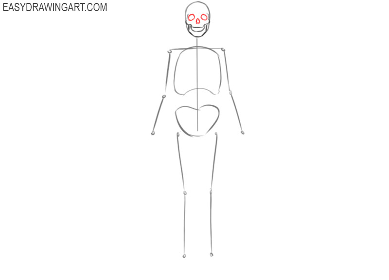 how to draw a skeleton body