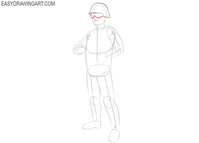 how to draw a soldier cartoon step by step