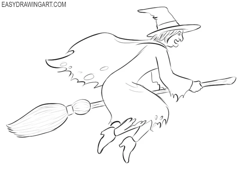 how to draw a witch halloween
