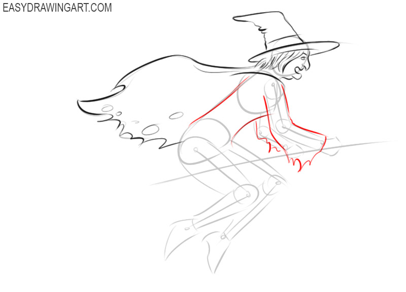 how to draw a witch cute