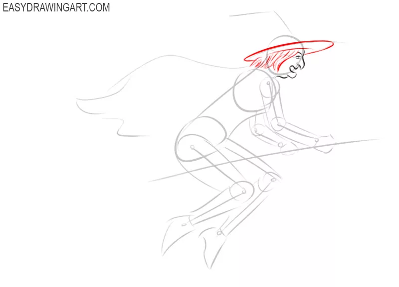 how to draw a witches broom step by step