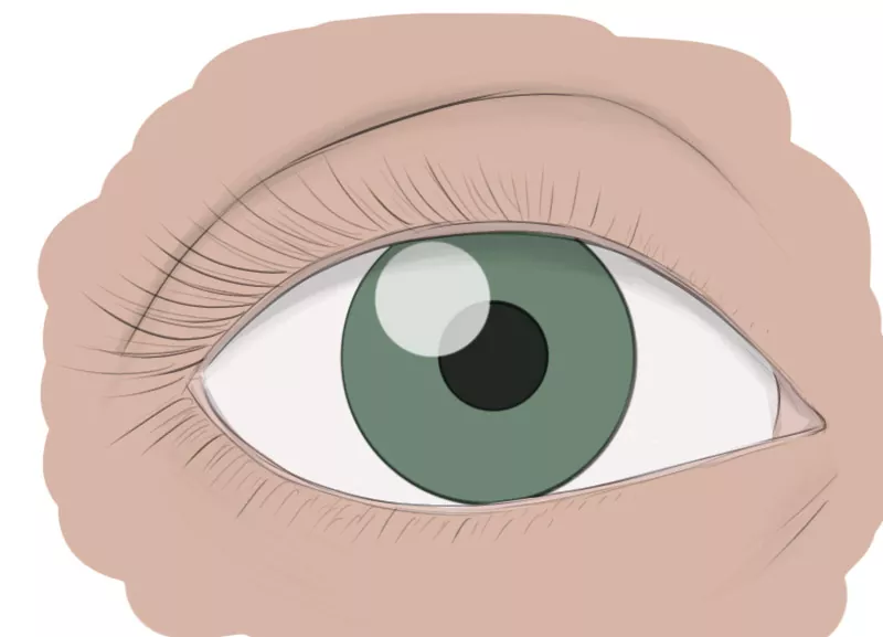 How to draw an eye: complete and colored result.