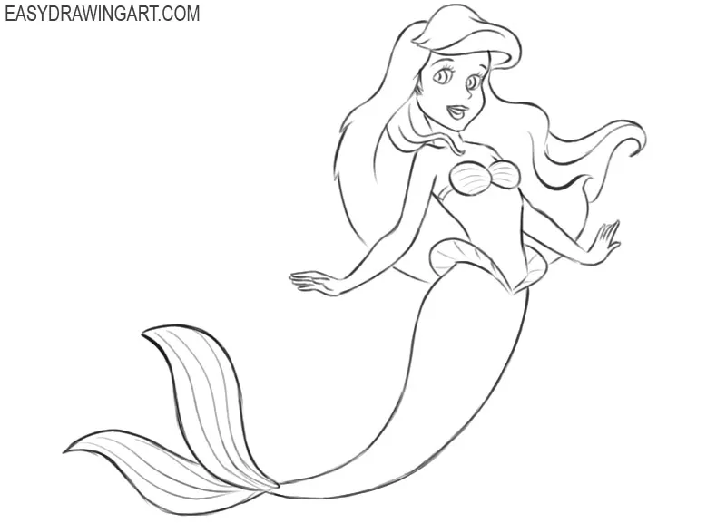how to draw ariel from disney