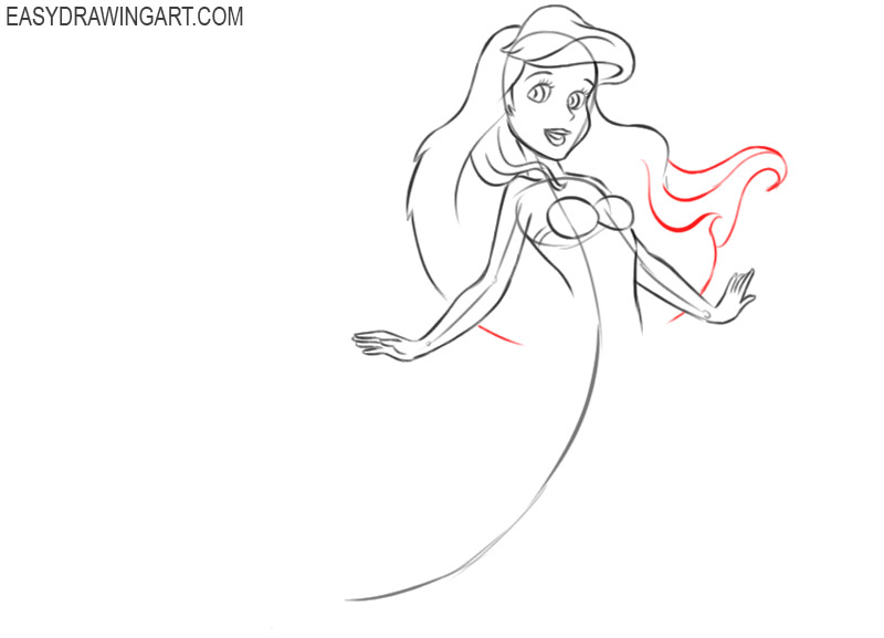 how to draw ariel full body easy