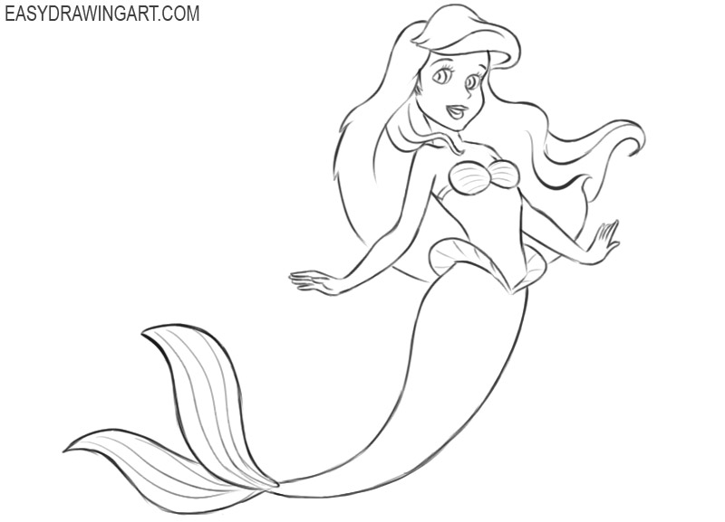 how to draw ariel from disney