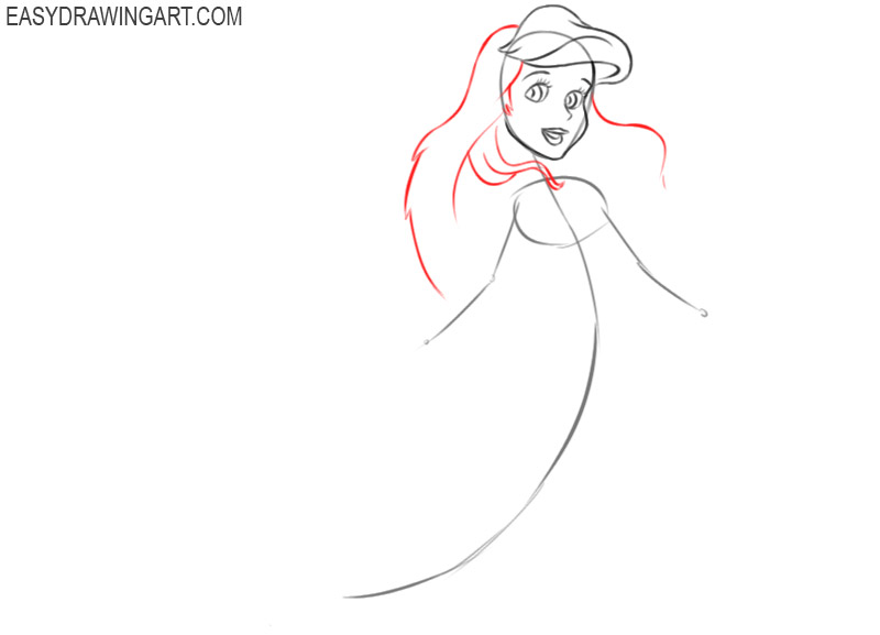 how to draw a cartoon ariel
