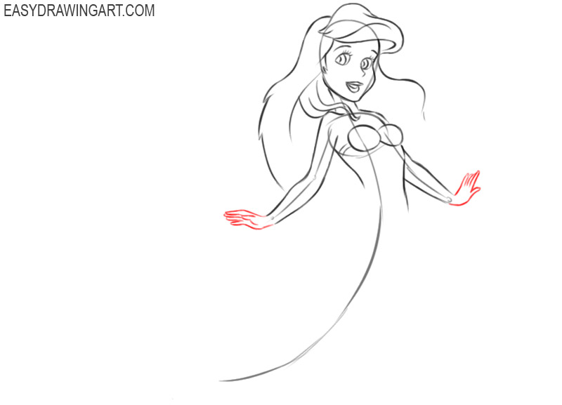 how to draw ariel step by step easy