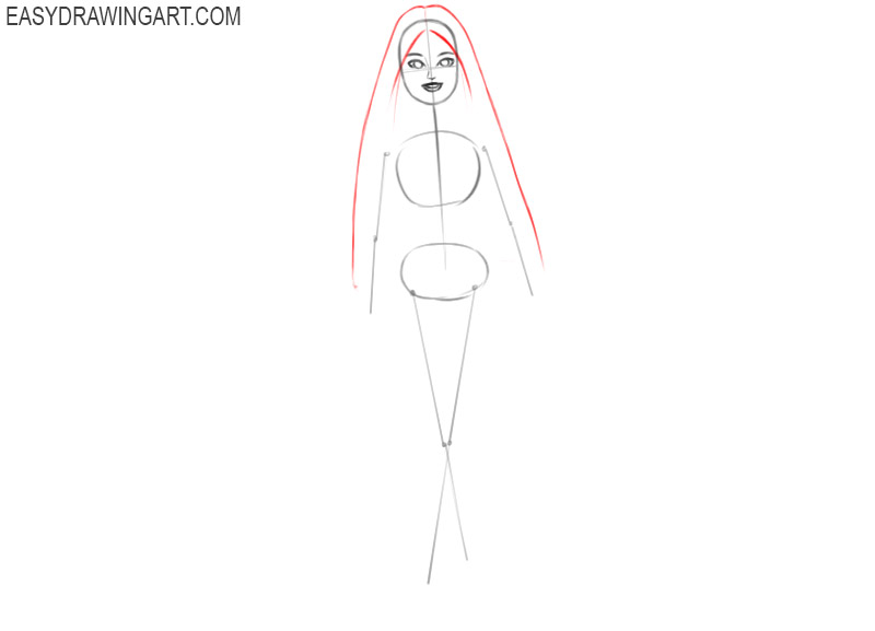 how to draw barbie by step by step