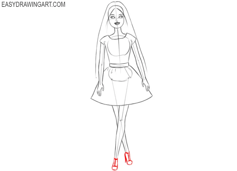 how to draw barbie slowly