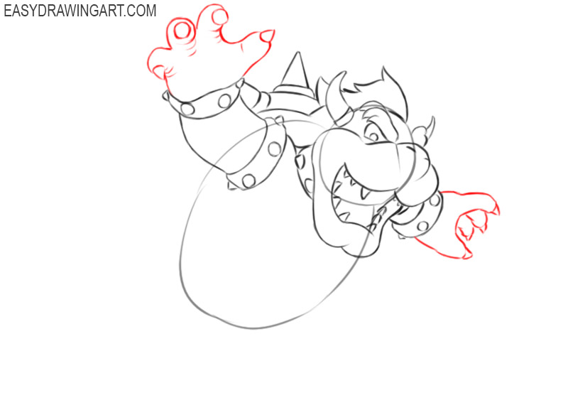 how to draw cartoon bowser