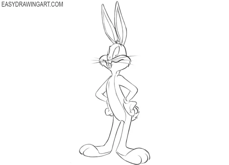 how to draw bugs bunny full body step by step 