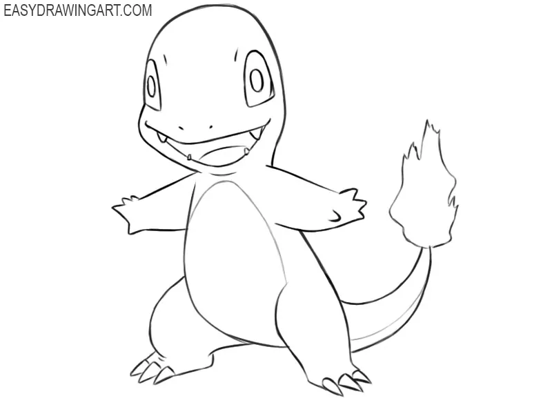 how to draw charmander in steps