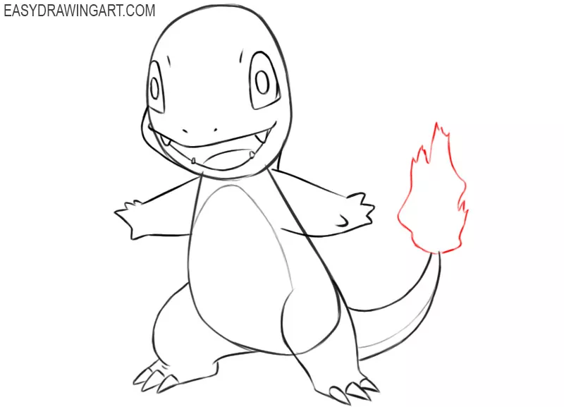 how to draw charmander step by step for beginners