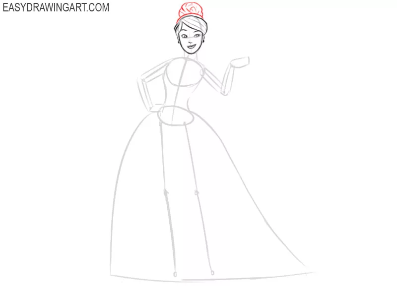 how to draw cinderella full body step by step