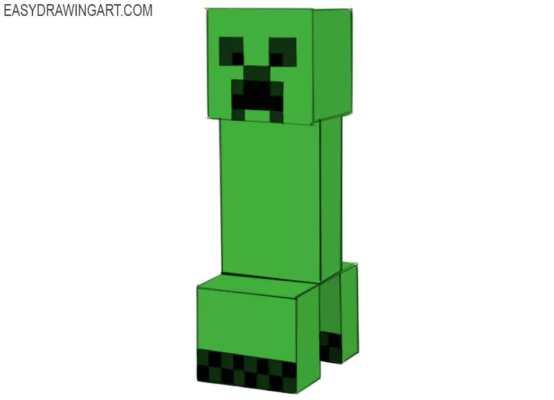 how to draw 3d creeper 