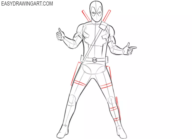how to draw cute deadpool easy