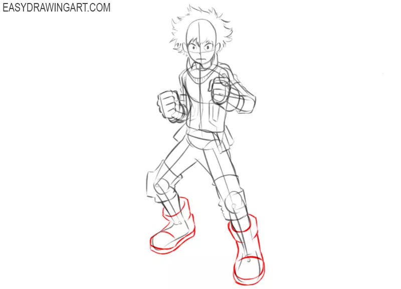How to draw Deku step by step