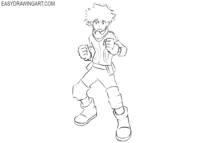 How to draw Deku easy