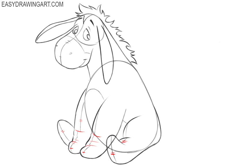 eeyore drawing easy step by step