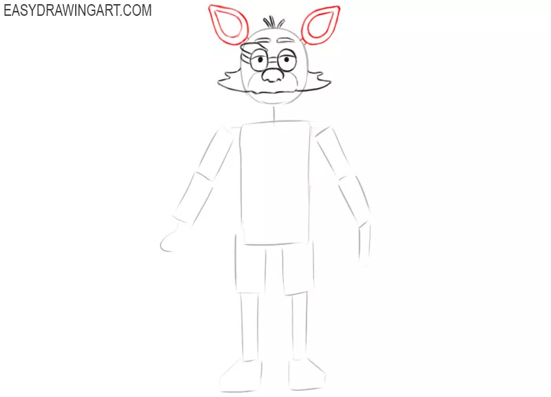 how to draw foxy nightmare