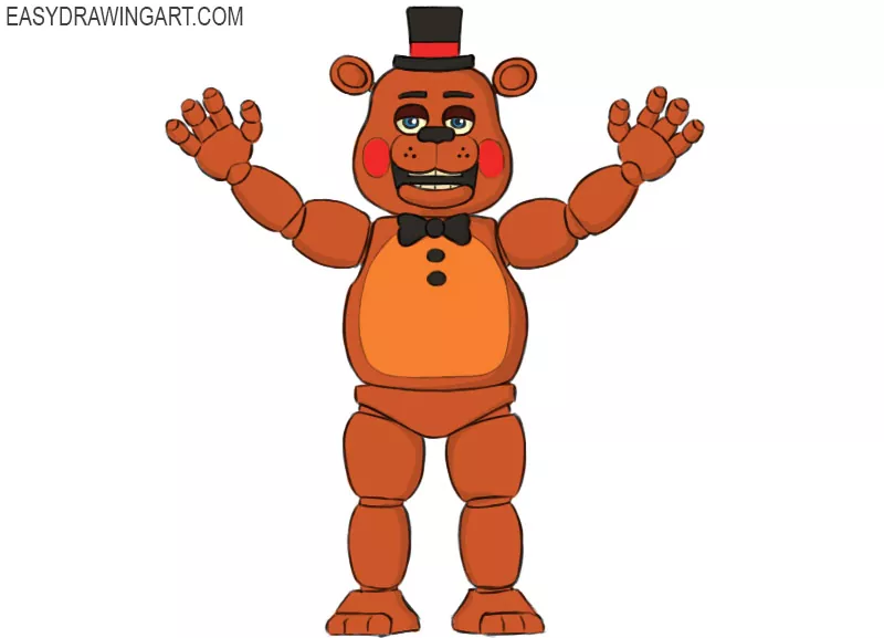 How to Draw Freddy Fazbear, Five Nights at Freddys, Step by Step