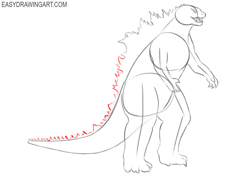 How to draw Godzilla easy