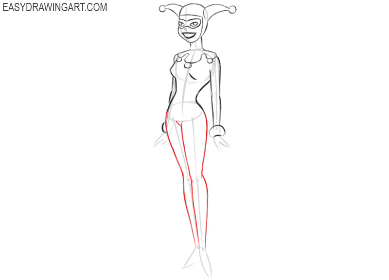 how to draw harley quinn cartoon easy