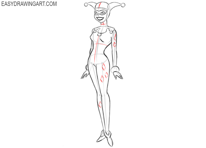 how to draw harley quinn easy step by step