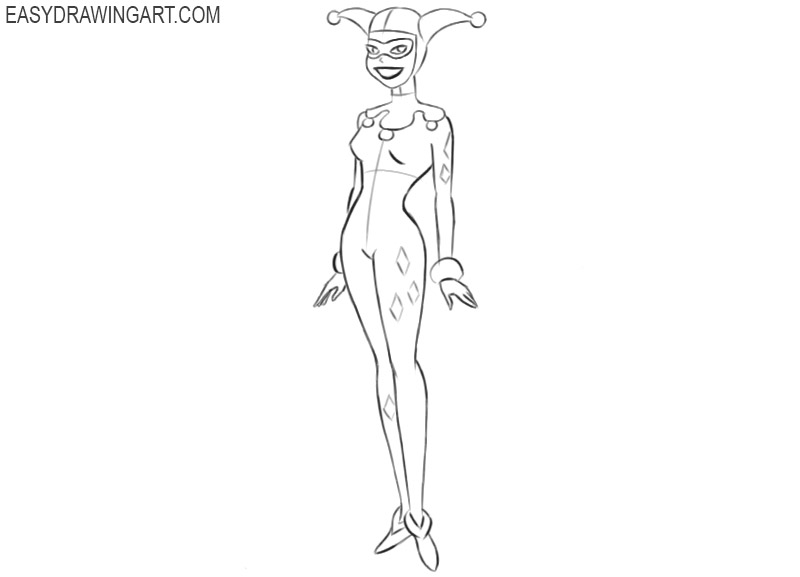 how to draw harley quinn easy for beginners