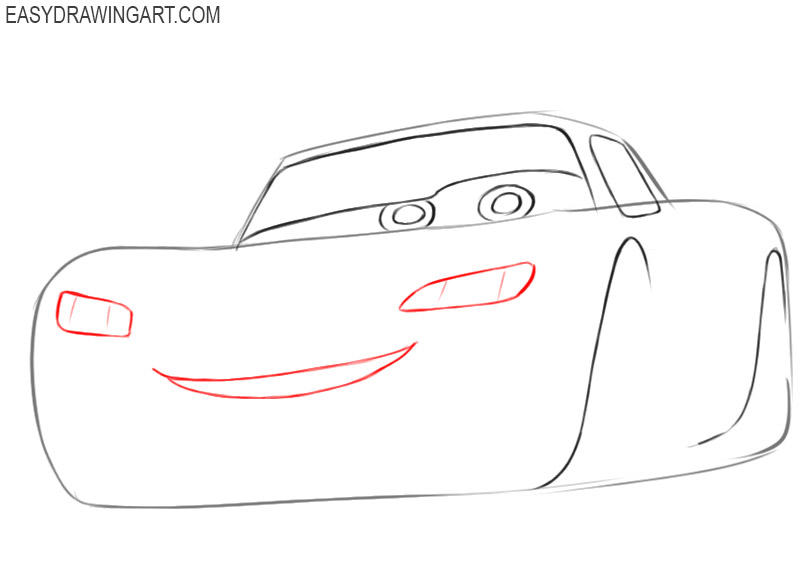how to draw lightning mcqueen car 