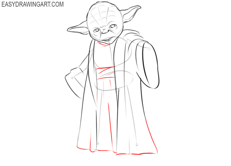 how to draw master yoda step by step