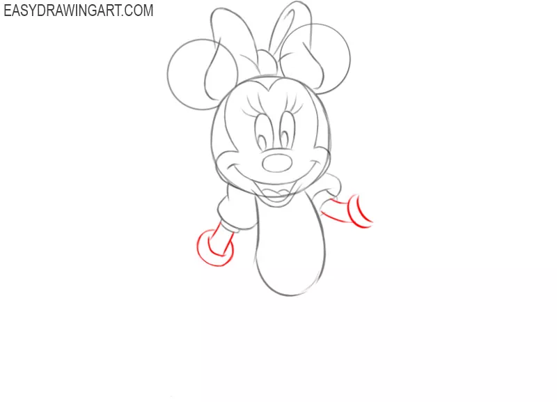 how to draw minnie mouse full body step by step