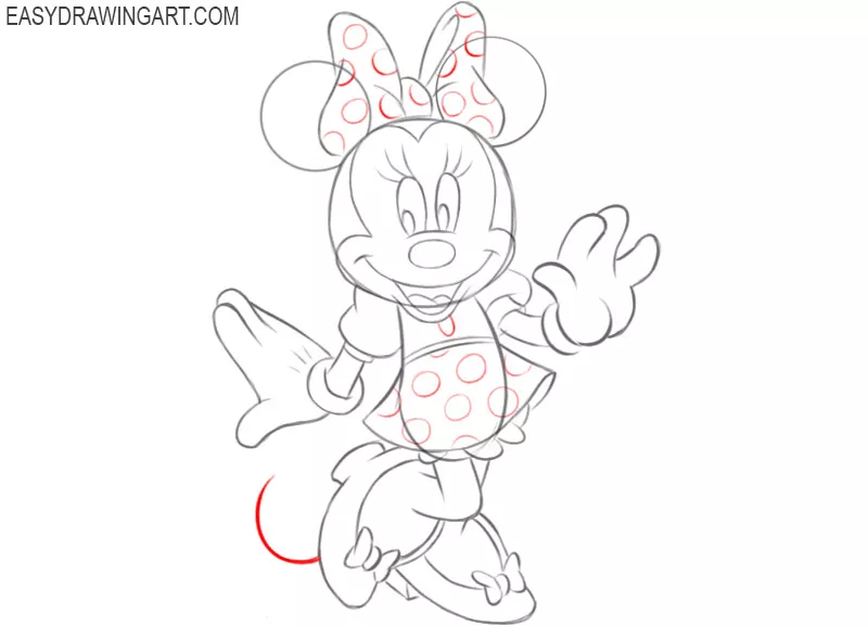 how to draw minnie mouse easy