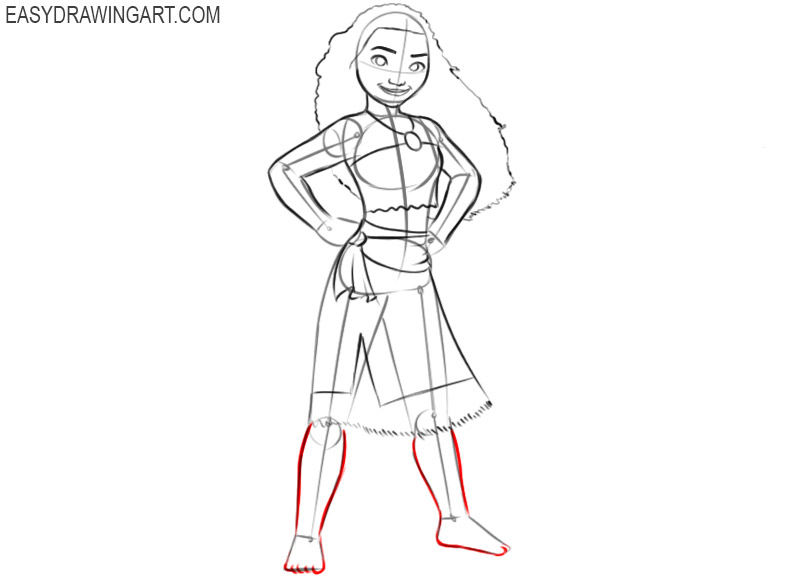 moana drawing easy step by step