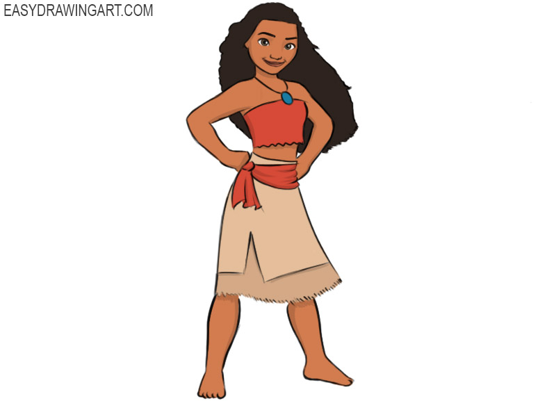 Easy Moana Sketch : How To Draw Moana Step By Step